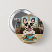 ブルドッグフランスのボタン 缶バッジ (正面&裏面)