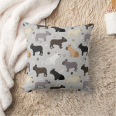 ブルドッグフランスのボーンズアンドポーズグレー装飾用クッション クッション (ブランケット)