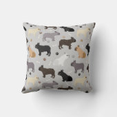 ブルドッグフランスのボーンズアンドポーズグレー装飾用クッション クッション (裏面)