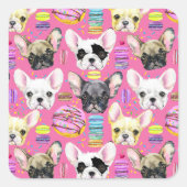 ブルドッグフランスのマカロン模様 スクエアシール (正面)