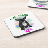 ブルドッグフランスのママ水彩油画アート コースター (左側)