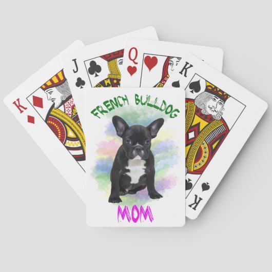 ブルドッグフランスのママ水彩油画アート トランプ (裏面)