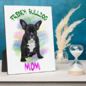 ブルドッグフランスのママ水彩油画アート フォトプラーク (側面)