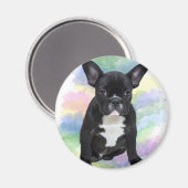 ブルドッグフランスのママ水彩油画アート マグネット (正面/裏面)