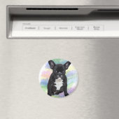 ブルドッグフランスのママ水彩油画アート マグネット (インサイチュ (食洗機))