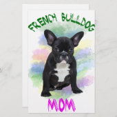 ブルドッグフランスのママ水彩油画アート 便箋 (正面/裏面)