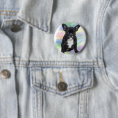 ブルドッグフランスのママ水彩油画アート 缶バッジ (インサイチュ)