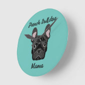 ブルドッグフランスのママ ラウンド壁時計 (傾斜)