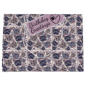 ブルドッグフランスのマンガヘッドのシームレスなパターン ラージペーパーバッグ (正面)