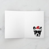 ブルドッグフランスのメリークリスマスシルバーホリデー シーズンカード (内部)