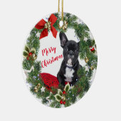 ブルドッグフランスのメリークリスマスセラミックオーナメント セラミックオーナメント (右)