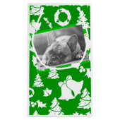 ブルドッグフランスのメリークリスマスツリーリースベル スモールペーパーバッグ (裏面)