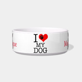 ブルドッグフランスのモノグラム私は私の犬かわいいトレンディーが大好き ボウル