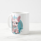 ブルドッグフランスのユニコーンパステル紙カッティングアート コーヒーマグカップ (正面左)