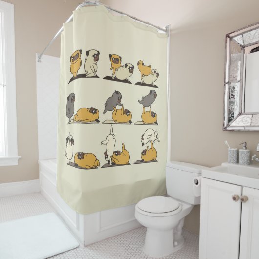 ブルドッグフランスのヨガのポーズ |犬のヨガ愛好家 シャワーカーテン (インサイチュ)