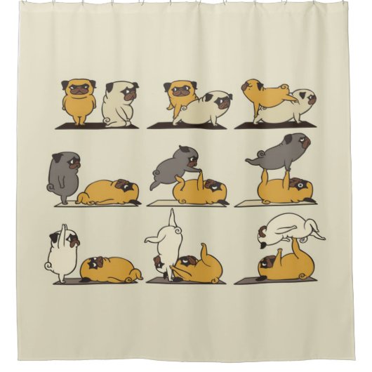 ブルドッグフランスのヨガのポーズ |犬のヨガ愛好家 シャワーカーテン (正面)