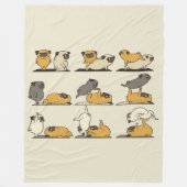 ブルドッグフランスのヨガのポーズ |犬のヨガ愛好家 フリースブランケット (正面)