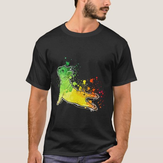 ブルドッグフランスのヨガナマステとシール付きSc Tシャツ (正面)