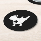 ブルドッグフランスのヨガポーズラブハートプレゼント ラウンドペーパーコースター (アングル)