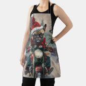 ブルドッグフランスのライディングオートバイクリスマス エプロン (インサイチュ)