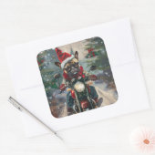 ブルドッグフランスのライディングオートバイクリスマス スクエアシール (封筒)