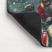 ブルドッグフランスのライディングオートバイクリスマス マウスパッド (コーナー)
