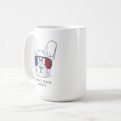 ブルドッグフランスのラインアートフランス2024カスタム文字 コーヒーマグカップ (正面左)