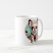 ブルドッグフランスのラディバグパステル紙カッティングアート コーヒーマグカップ (正面右)