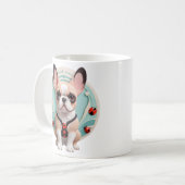 ブルドッグフランスのラディバグパステル紙カッティングアート コーヒーマグカップ (正面左)