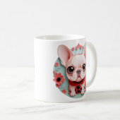 ブルドッグフランスのラディバグ花紙カッティングアート コーヒーマグカップ (正面右)