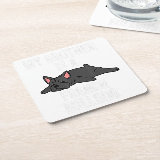 ブルドッグフランスのラバーストーンコースター|ラバーギフト スクエアペーパーコースター (アングル)