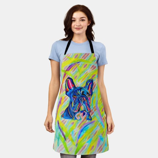 ブルドッグフランスのラブエプロン エプロン (着用した状態)