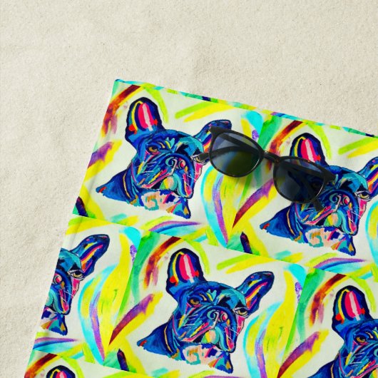 ブルドッグフランスのラブビーチタオル ビーチタオル (インサイチュ)