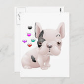 ブルドッグフランスのラブ ポストカード (正面/裏面)