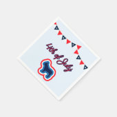 ブルドッグフランスのレッド白とブルー7月4日 スタンダードカクテルナプキン (角)