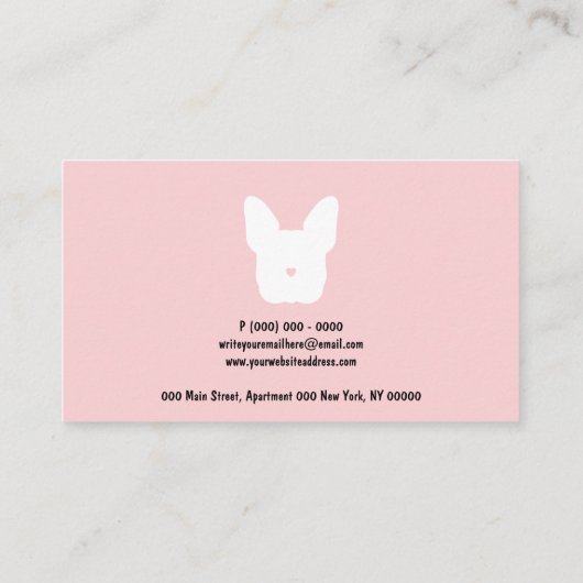 ブルドッグフランスのロシンプルゴpetシッタートリマー獣医 名刺 (裏面)