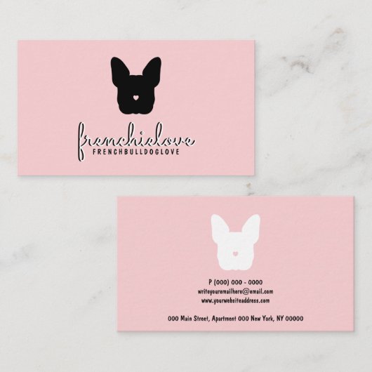 ブルドッグフランスのロシンプルゴpetシッタートリマー獣医 名刺 (正面/裏面)