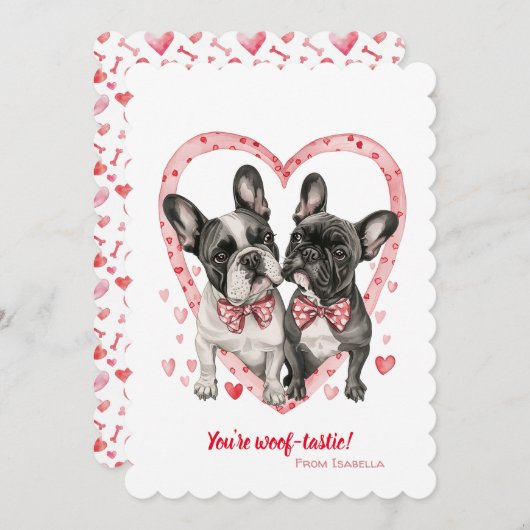 ブルドッグフランスのヴァレンティーンズデイウォフオブタスティックおもしろい シーズンカード (正面/裏面)