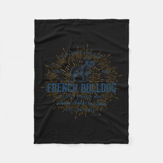 ブルドッグフランスのヴィンテージ フリースブランケット (正面)