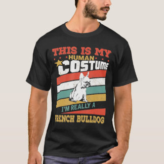ブルドッグフランスの人間の衣装動揺してヴィンテージハ Tシャツ