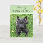 ブルドッグフランスの写真カスタム父の日 カード (黄色い花)