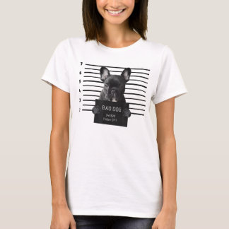 ブルドッグフランスの刑務所Tシャツ悪犬刑務所Prisone Tシャツ
