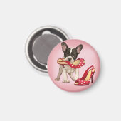 ブルドッグフランスの及び水玉模様靴 マグネット (正面/裏面)