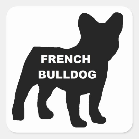 ブルドッグフランスの名のシルエット スクエアシール (正面)