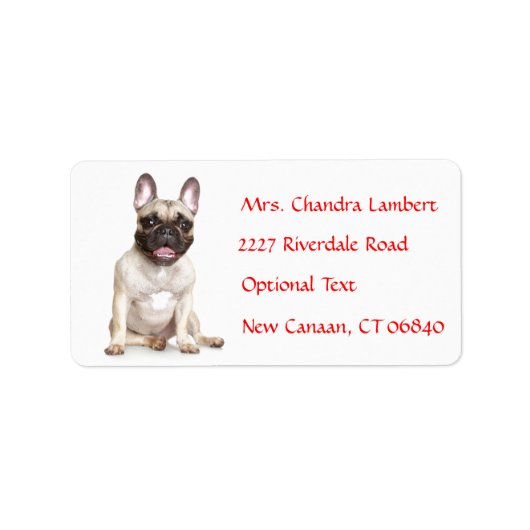 ブルドッグフランスの名パーソナライズされた住所 シール (正面)