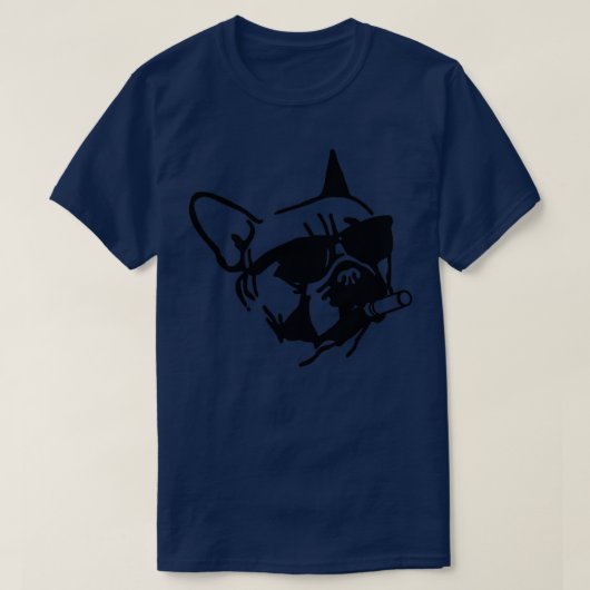 ブルドッグフランスの喫煙葉巻 Tシャツ (デザイン正面)