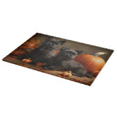 ブルドッグフランスの子犬の秋の喜びカボチャ カッティングボード (角)