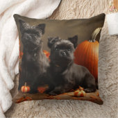 ブルドッグフランスの子犬の秋の喜びカボチャ クッション (ブランケット)