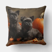 ブルドッグフランスの子犬の秋の喜びカボチャ クッション (裏面)