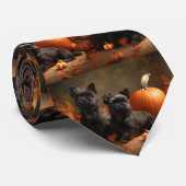 ブルドッグフランスの子犬の秋の喜びカボチャ ネクタイ (ロール)